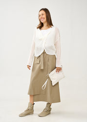 White thin knit forward wrap knit