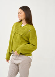 Green zippered knit top