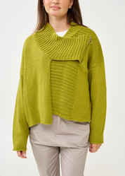 Green zippered knit top