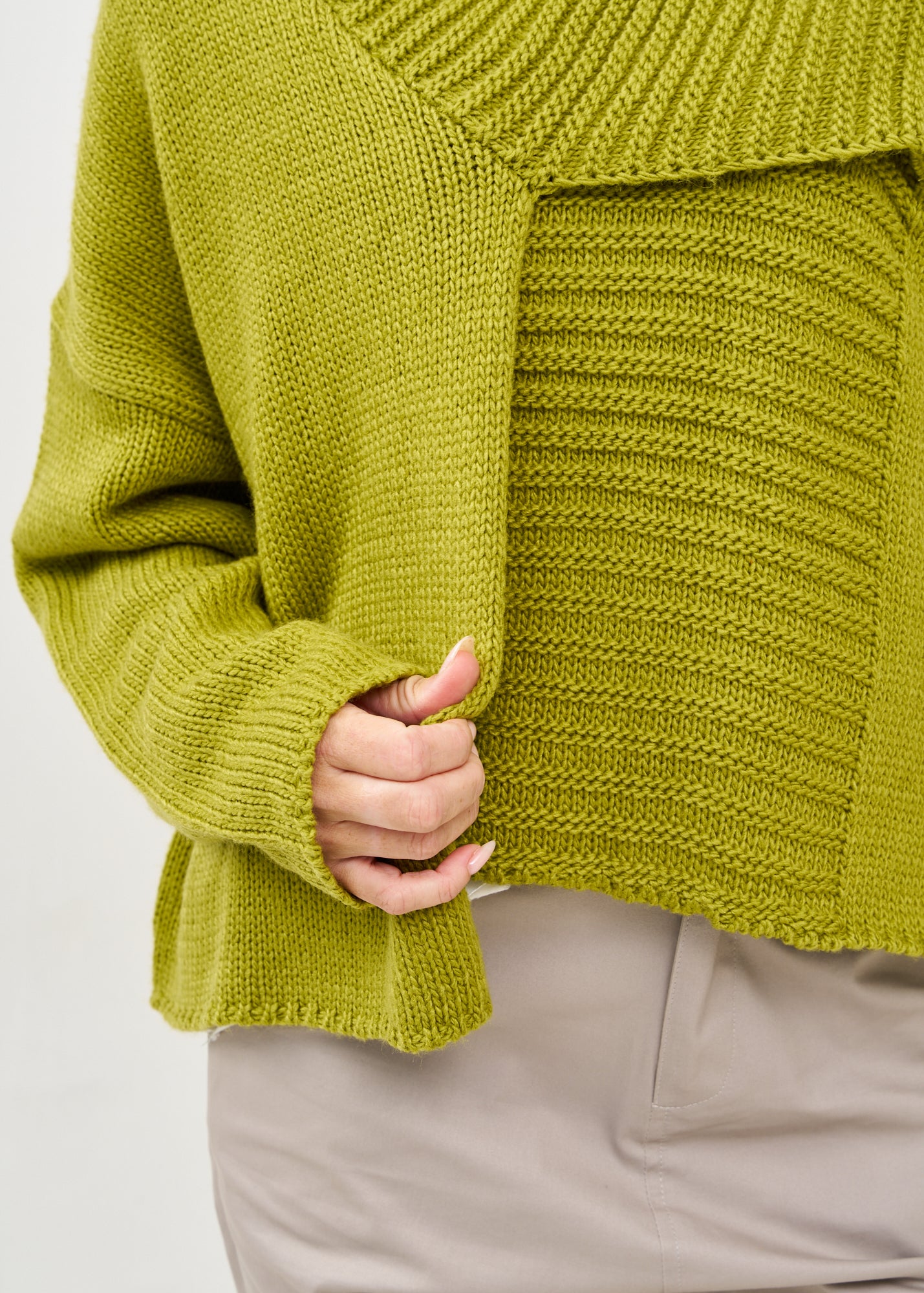 Green zippered knit top