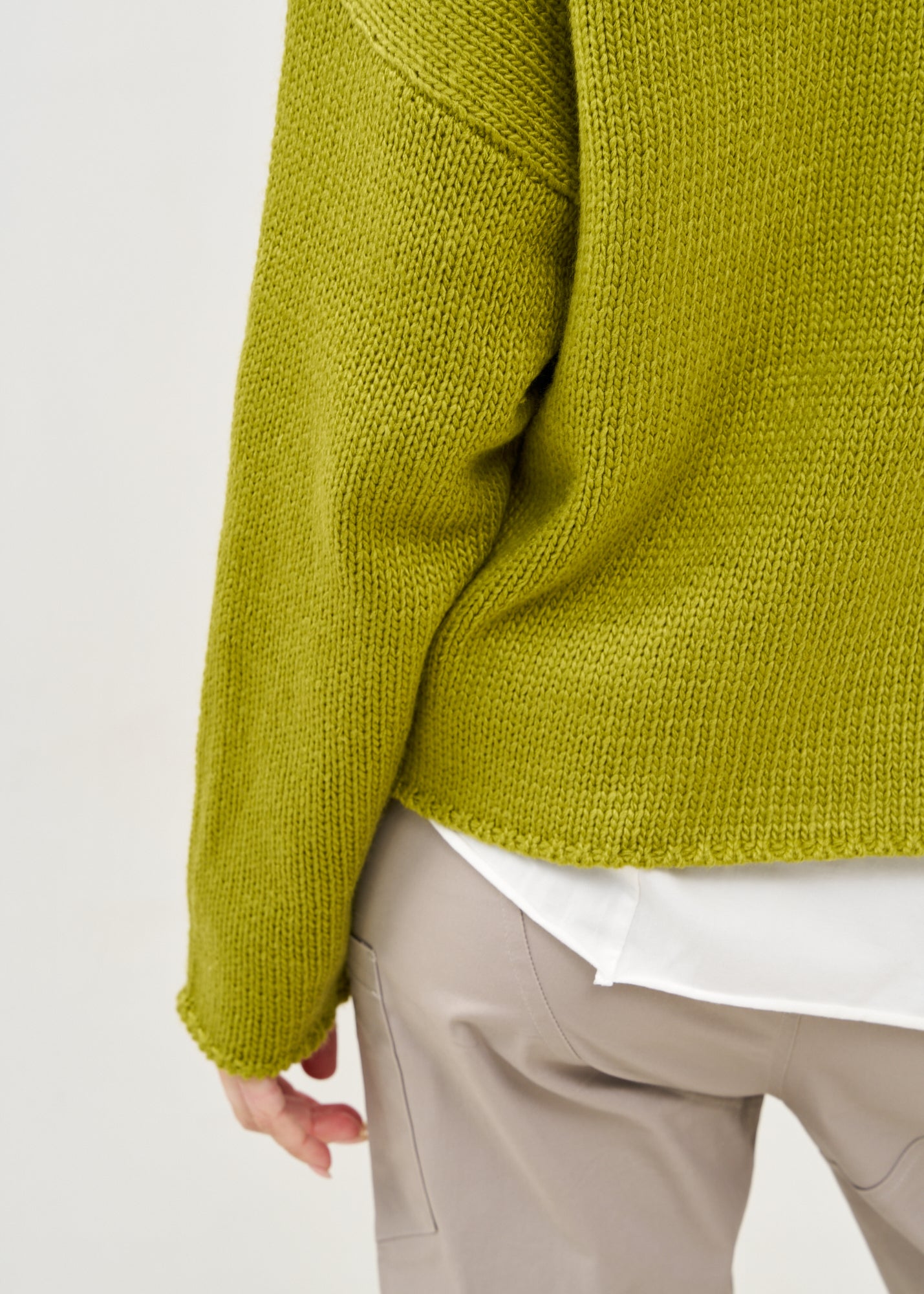 Green zippered knit top