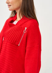 Red zipper knit top