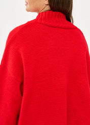 Red zipper knit top