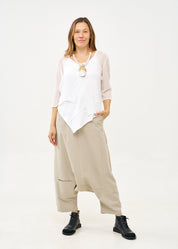 Thin knit top with buttons, 3/4 sleeves, white