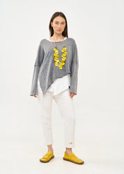 Black and white oversized batwing knit