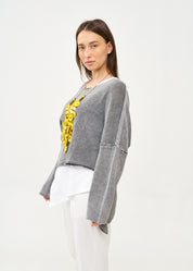 Black and white oversized batwing knit