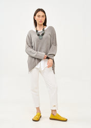 Oversized batwing knit, light gray, wash
