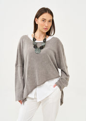 Oversized batwing knit, light gray, wash