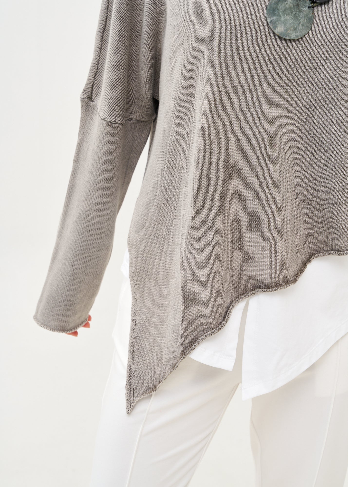 Oversized batwing knit, light gray, wash