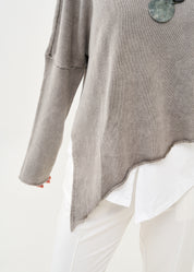 Oversized batwing knit, light gray, wash