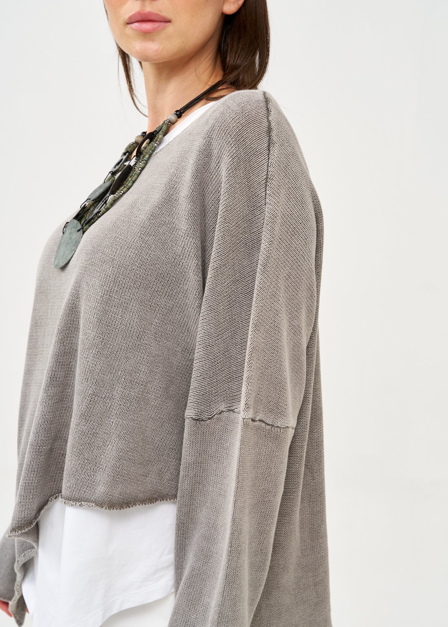 Oversized batwing knit, light gray, wash