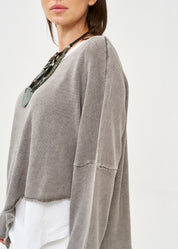 Oversized batwing knit, light gray, wash