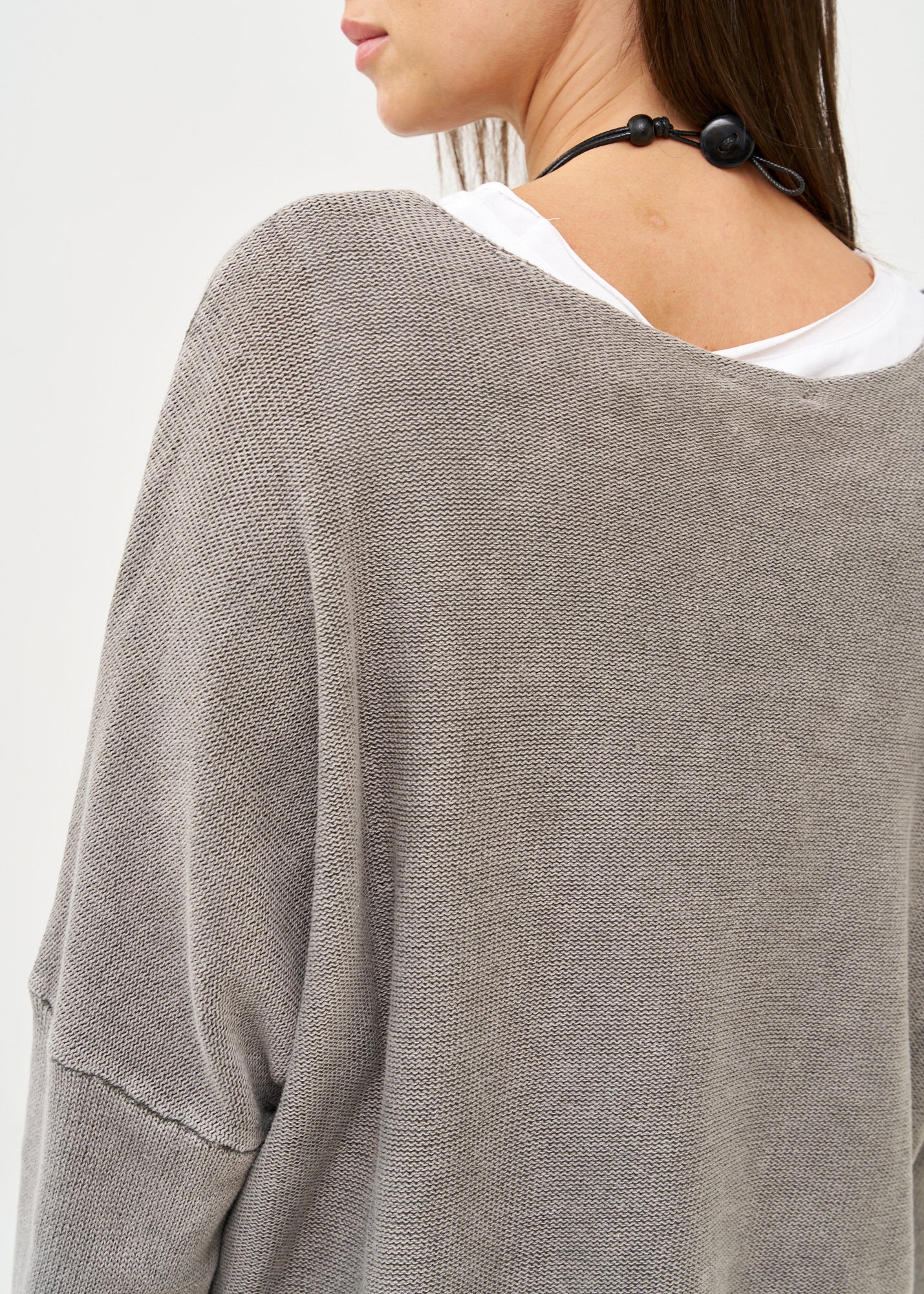Oversized batwing knit, light gray, wash