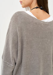 Oversized batwing knit, light gray, wash