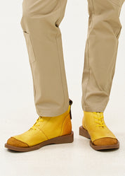 Mustard leather combination high shoes
