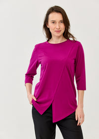 Purple diagonal stitching shirt with 3/4 sleeves - 00