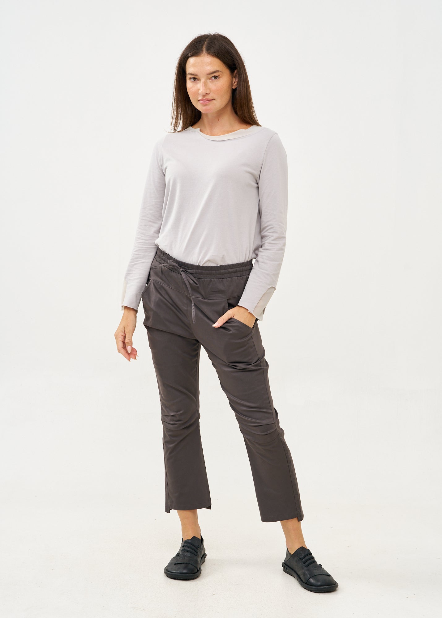 Dark gray knee-length pants