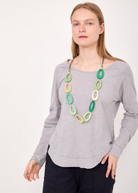 Light gray long sleeve shirt with rounded ending - 00