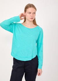 Turquoise long sleeve shirt with rounded ending - 02