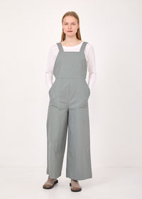 Gray wide leg button overalls - 02