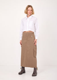 Long slit skirt with brown zipper - 02