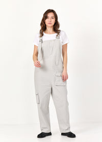 Pocket overalls with light gray ticking - 00