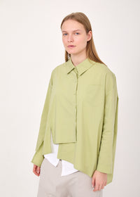 Diagonal closure buttoned shirt with green back opening - 99