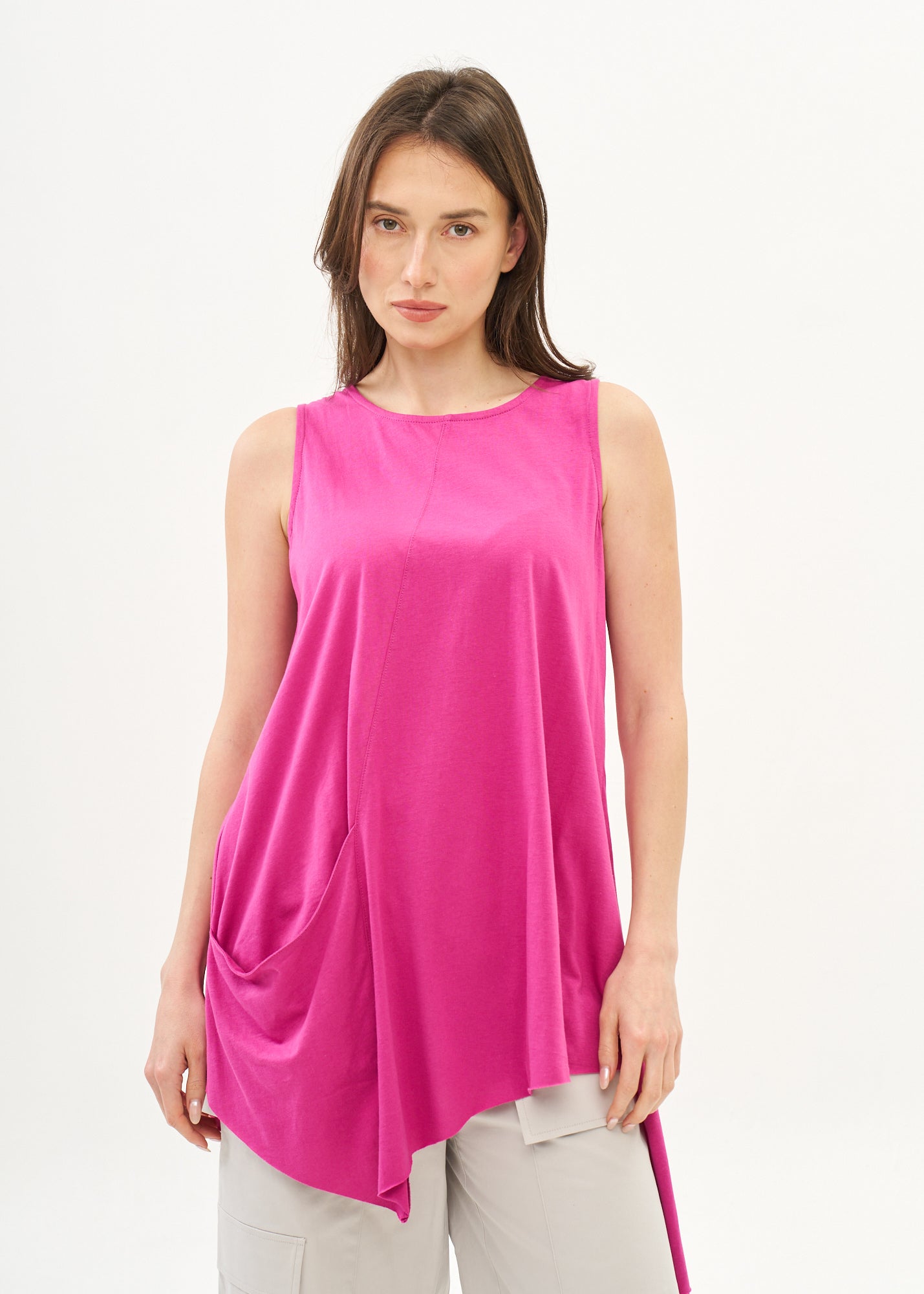 Purple diagonal tank top with pocket