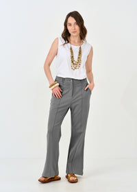 Pants with a button leg slit and a gray zipper - 00