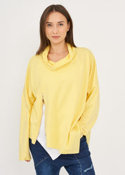 Yellow twill combination turtleneck sweatshirt