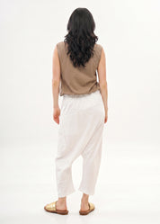 Cotton baggy pants with white ribbon combination