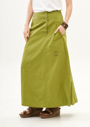 Green ribbon combination button closure skirt
