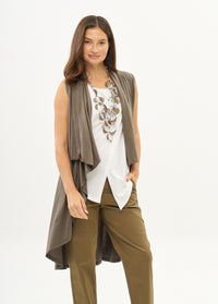 Dark grey open-front jersey vest - 00