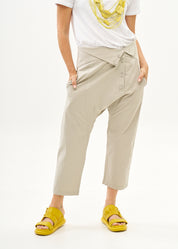 Stone Buttoned Folded Belt Pants