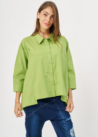 Green button-down shirt with straight pockets - 99