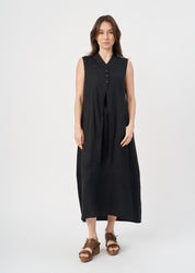 Dress with half button and black collar