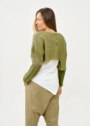 Asymmetrical extension knit with green primaries