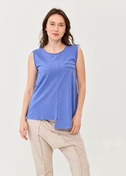 Blue Slub Mock Pocket Tank Top