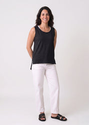Basic tank top, straight hem, black