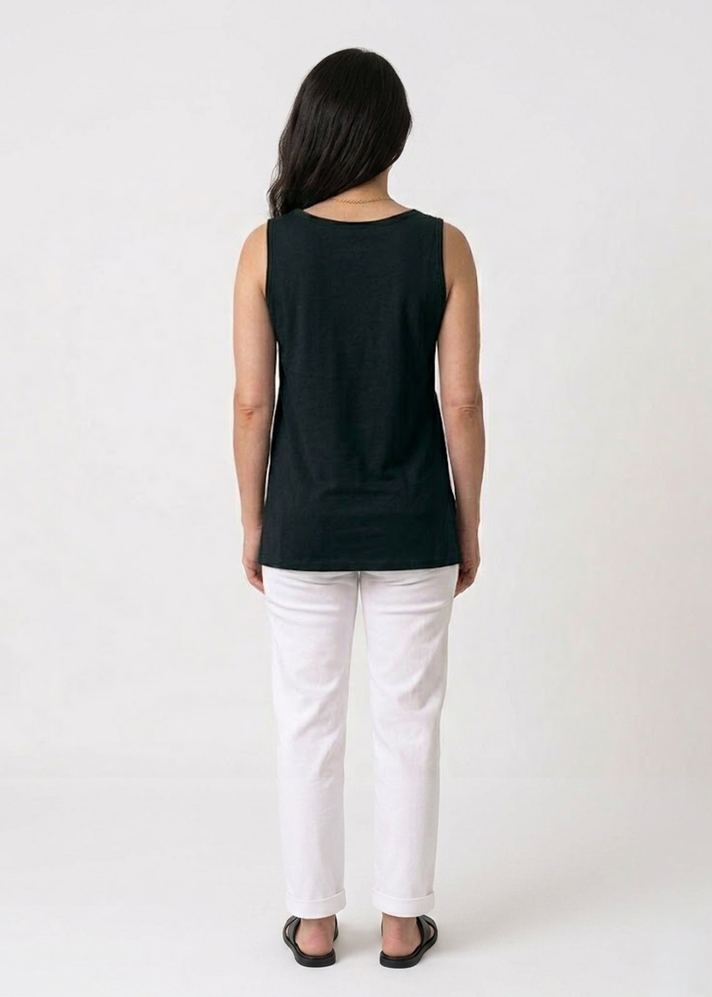 Basic tank top, straight hem, black