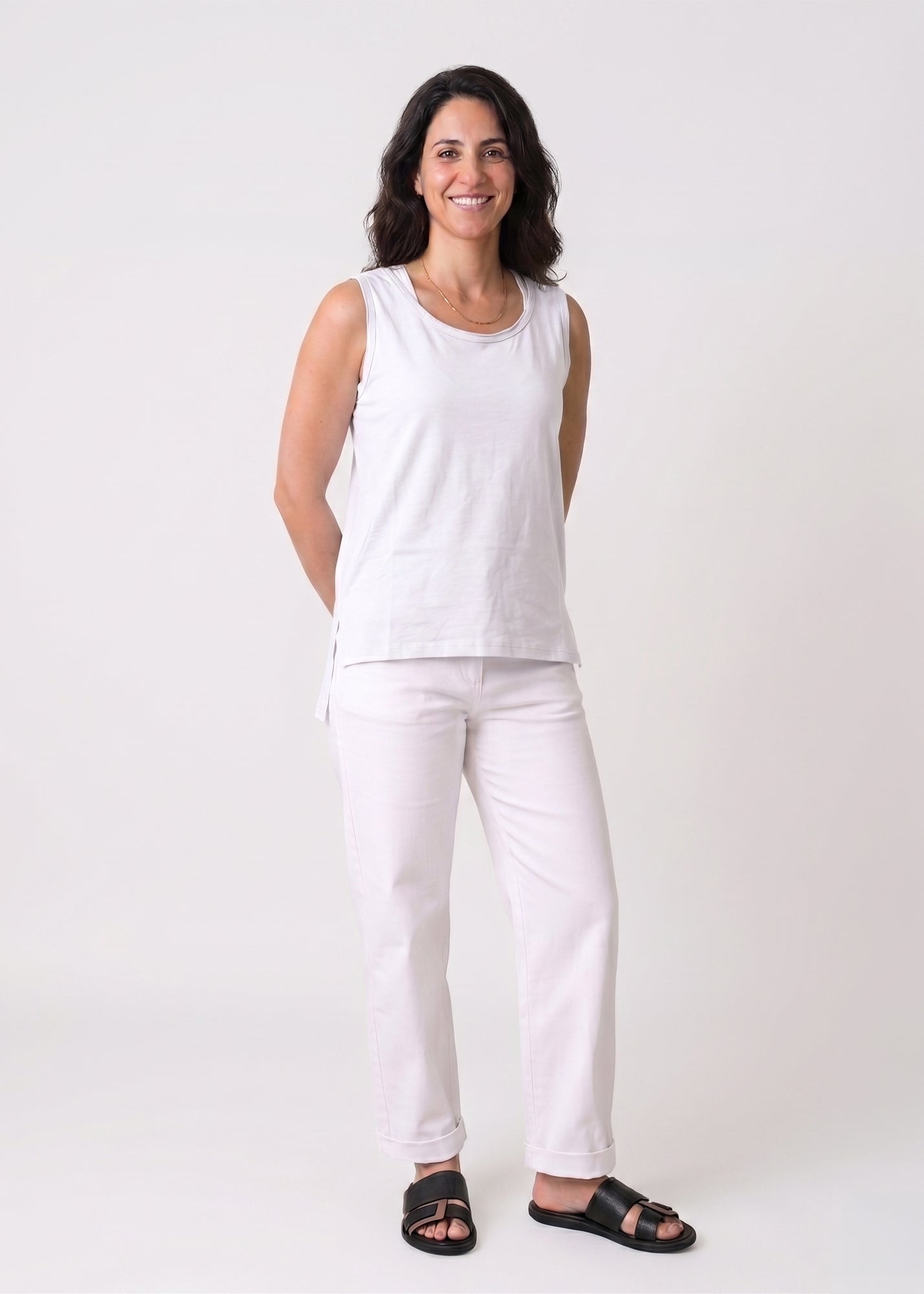 Basic Straight Hem Tank Top White