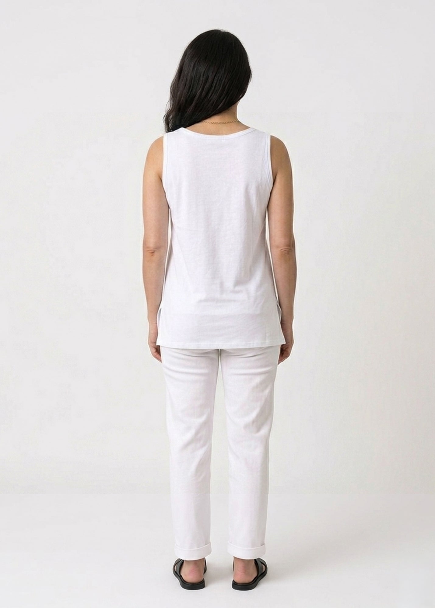 Basic Straight Hem Tank Top White