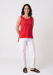 Basic straight-hem tank top, red