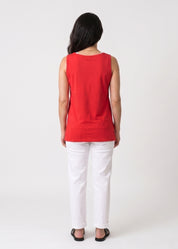 Basic straight-hem tank top, red