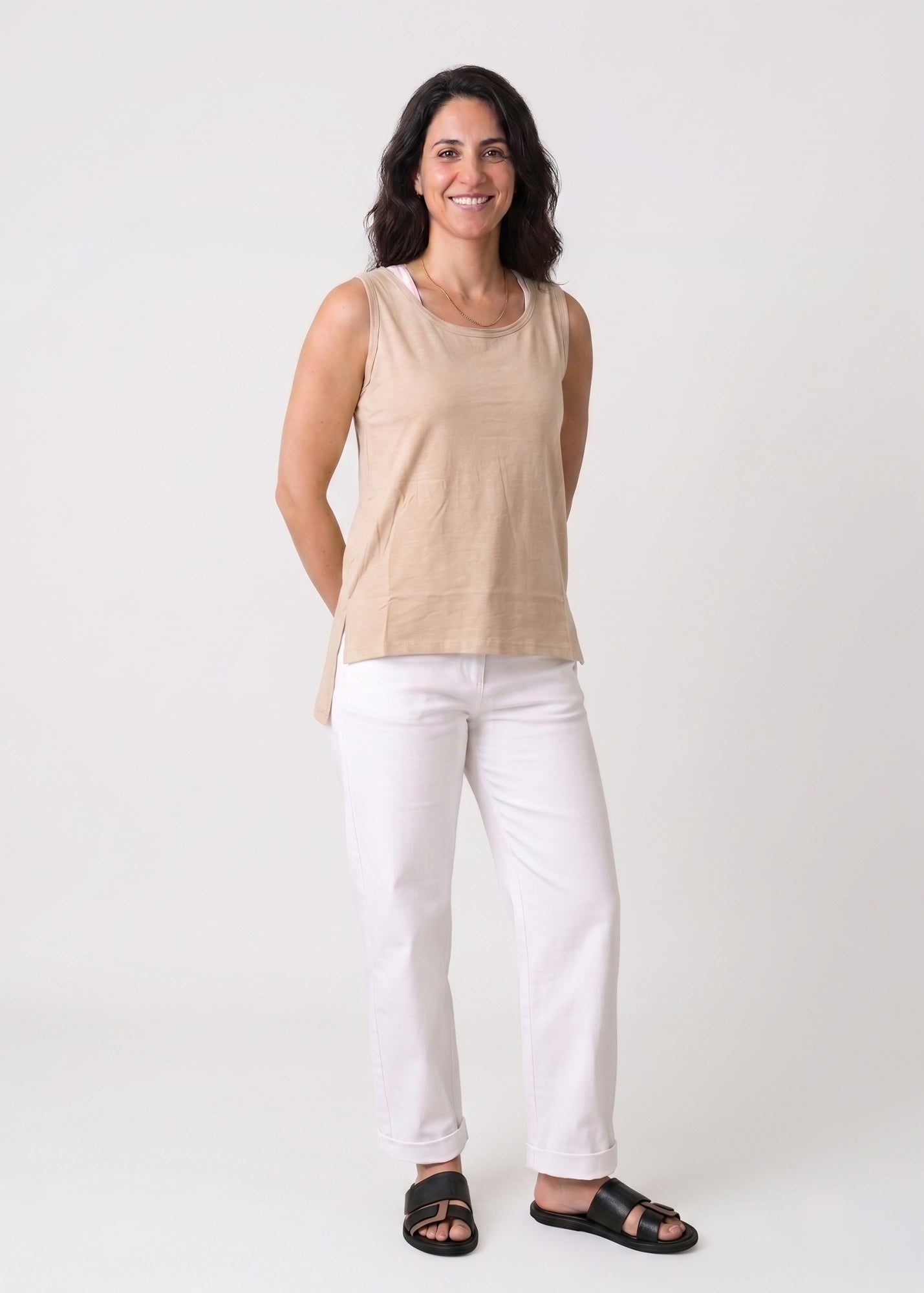 Stone Basic Camisole with Straight Hem