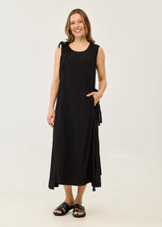 Dress with ties at the shoulders and black sides