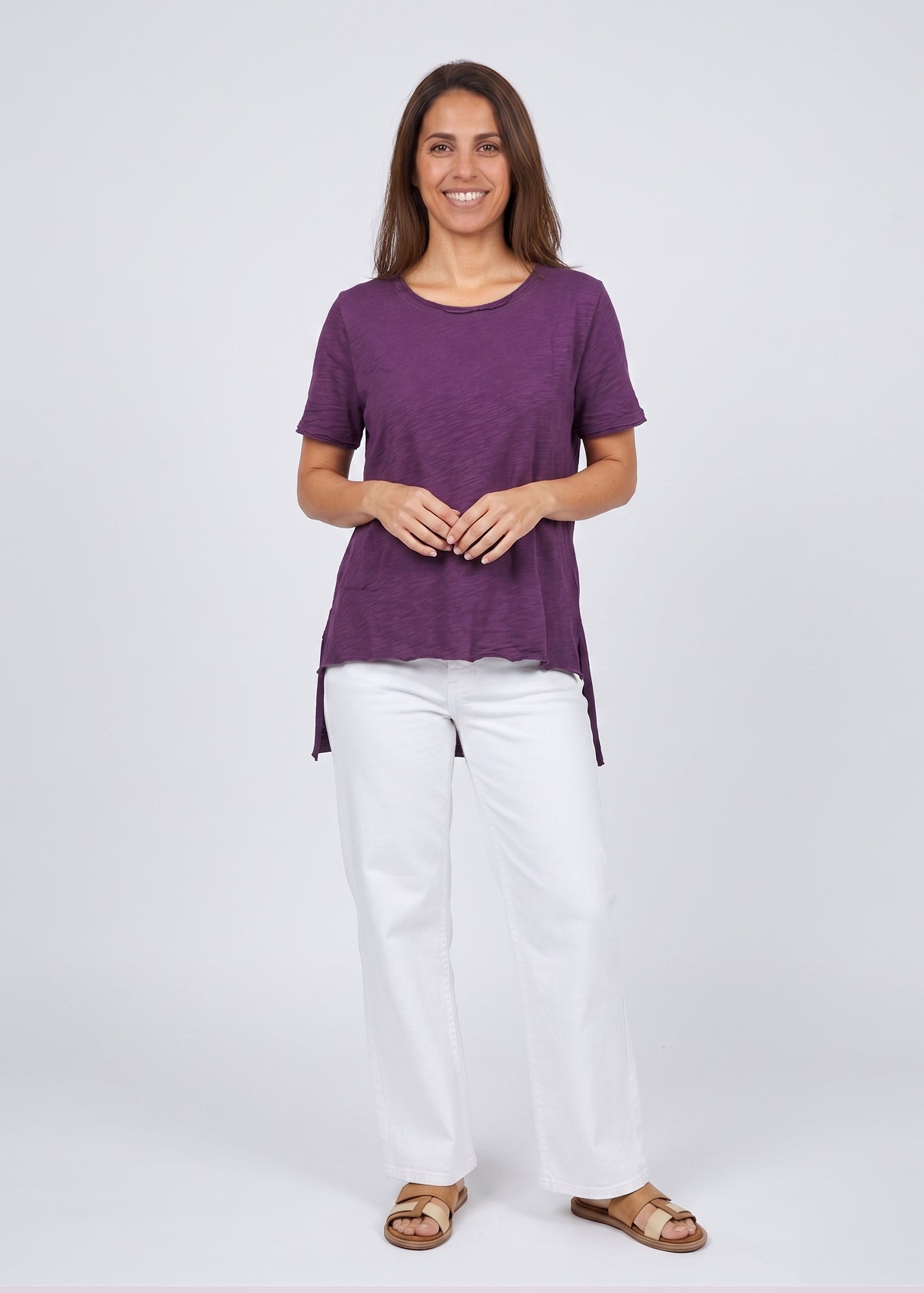 T-shirt straight cut purple
