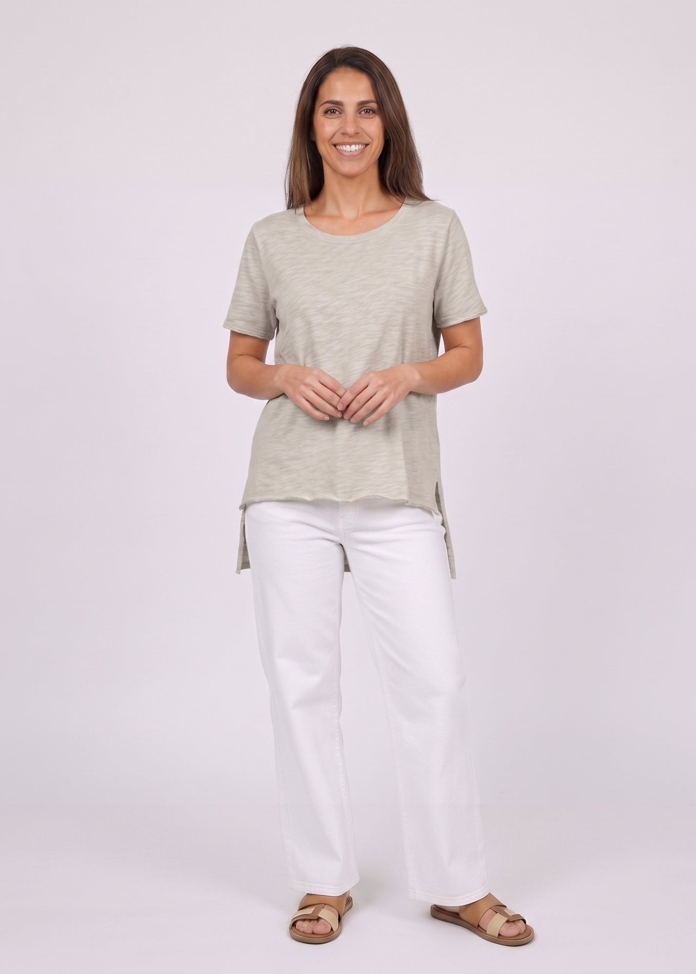 T-shirt with a straight stone finish