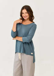 3/4 sleeve long back blue shirt