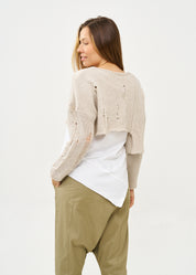 Asymmetrical extension knit with stone primaries